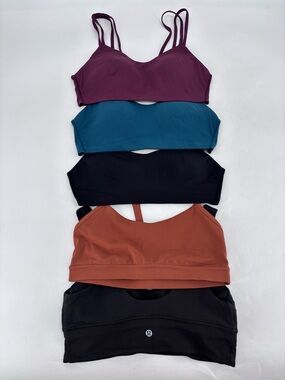 Lululemon Like A Cloud Ribbed Energy Longline Align V Neck Lot of 5 Bras Size 10